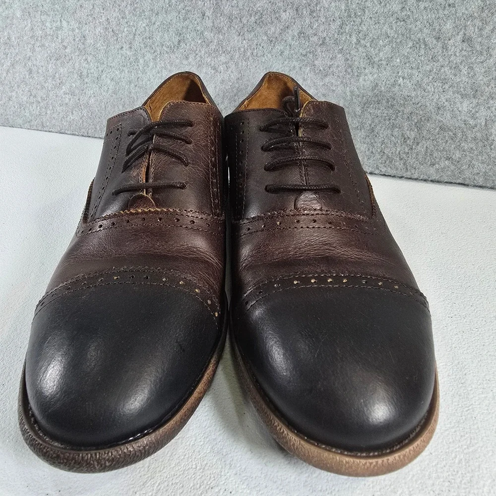 Robert Wayne Colorado 201 Mens Leather Cap Toe Brogue Oxford Shoes Brown 10.5